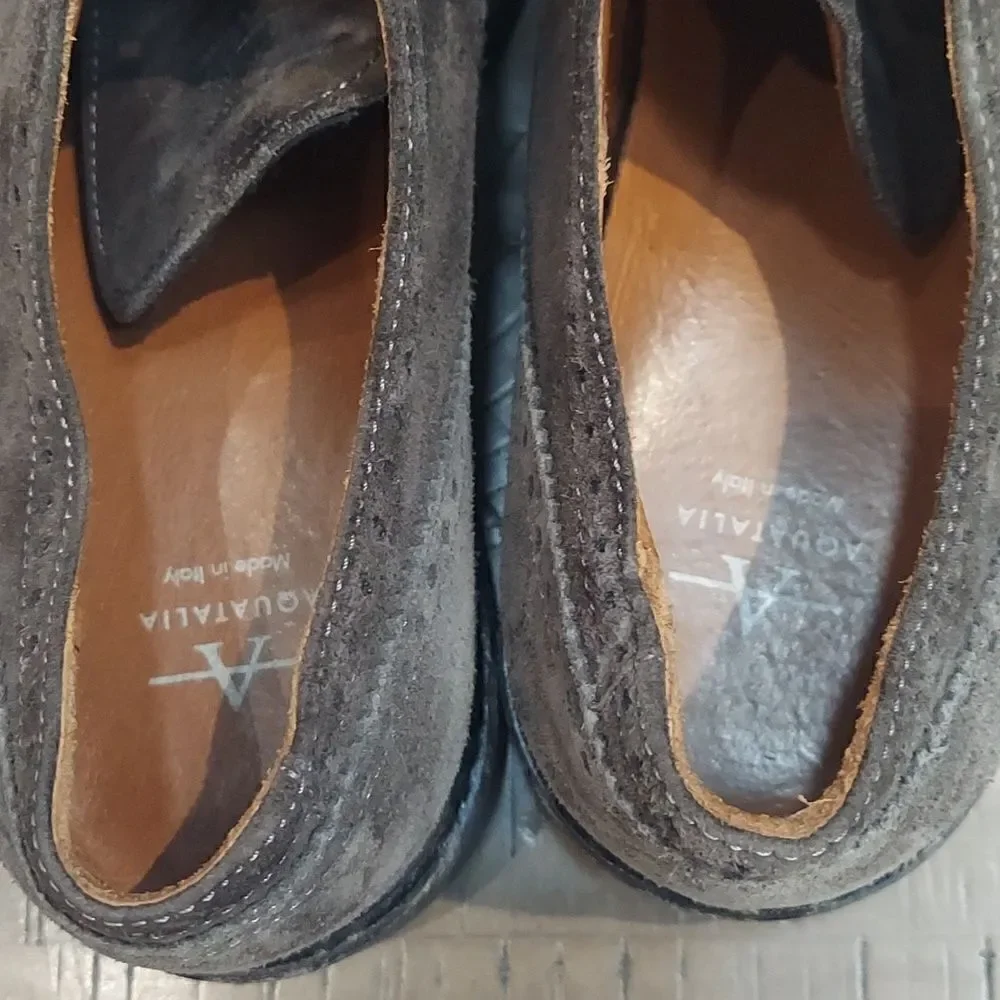 Aquatalia Greyish Brown Suede Derby Oxfords Shoes Sz 8.5